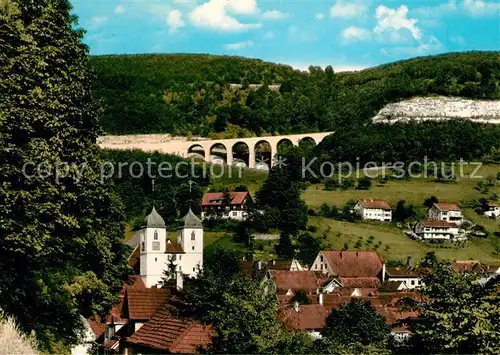 AK / Ansichtskarte Wiesensteig Autobahnaufstieg Stuttgart Ulm Viadukt Kirche Wiesensteig Kat. Wiesensteig