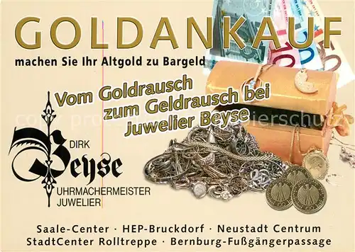 AK / Ansichtskarte Bernburg Saale Juwelier Beyse Goldankauf  Bernburg Saale Kat. Bernburg