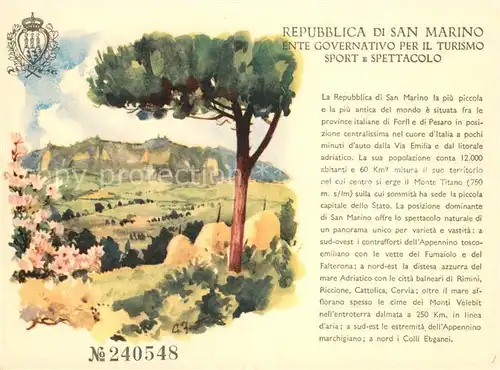 AK / Ansichtskarte San Marino Repubblica Panorama Kuenstlerkarte Museumspass San Marino Repubblica