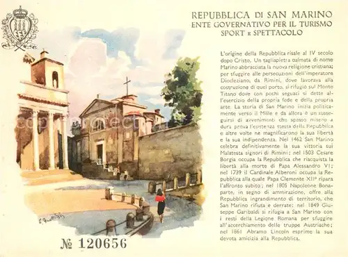 AK / Ansichtskarte San Marino Repubblica Kuenstlerkarte Kirche Museumspass San Marino Repubblica