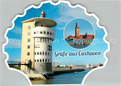 AK / Ansichtskarte Cuxhaven Nordseebad Muschelform Hafen Leuchtturm Cuxhaven Nordseebad Kat. Cuxhaven