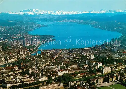AK / Ansichtskarte Zuerich ZH Fliegeraufnahme mit Schweizer Alpen Zuerich