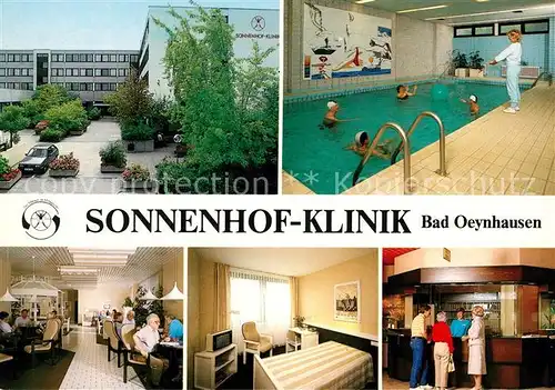 AK / Ansichtskarte Bad Oeynhausen Sonnenhof Klinik Bewegungsbad Speisesaal Zimmer Rezeption Bad Oeynhausen Kat. Bad Oeynhausen