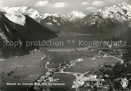 AK / Ansichtskarte Maurach Achensee Fliegeraufnahme mit Karwendel Maurach Achensee