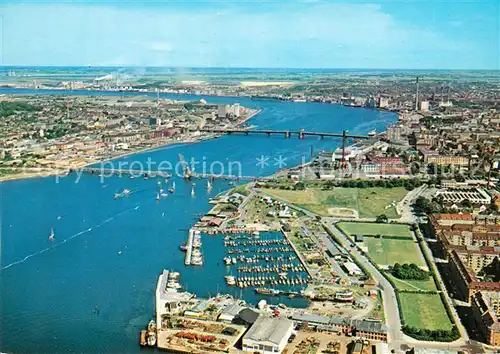 AK / Ansichtskarte Aalborg Fliegeraufnahme Hafen Bruecke Aalborg Kat. Aalborg