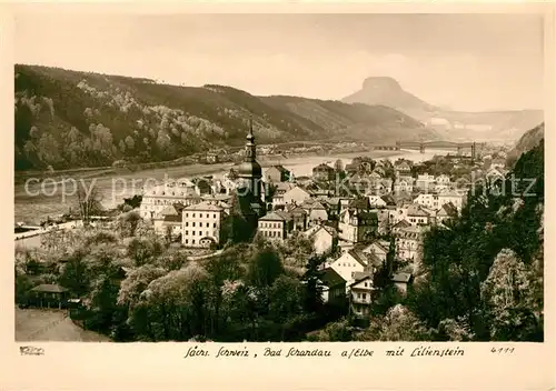 AK / Ansichtskarte Bad Schandau Stadtpanorama mit Elbe und Lilienstein Tafelberg Elbsandsteingebirge Bad Schandau Kat. Bad Schandau