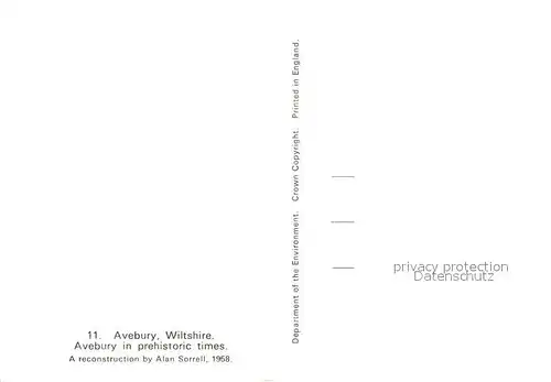 AK / Ansichtskarte Avebury Wiltshire in prehistoric times Reconstruction by Alan Sorrell Kuenstlerkarte Avebury Wiltshire Kat. West Wiltshire