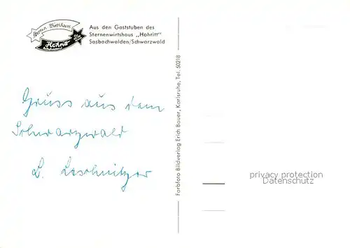 AK / Ansichtskarte Sasbachwalden Aus den Gaststuben des Sternenwirtshaus Hohritt Sasbachwalden Kat. Sasbachwalden