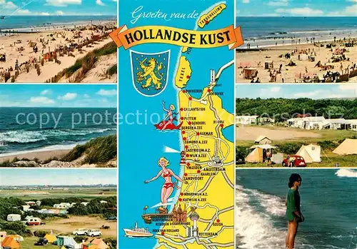 AK / Ansichtskarte Niederlande Kueste Strand Duenen Camping uebersichtskarte Niederlande Kat. Niederlande