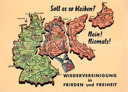 AK / Ansichtskarte Politik Deutschland Wiedervereinigung Landkarte  / Politik