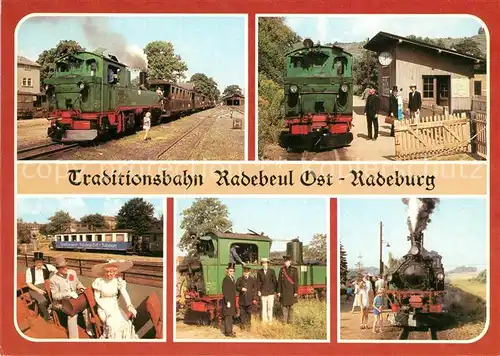 AK / Ansichtskarte Lokomotive Traditionsbahn Radebeul Ost Radeburg Zugpersonal  Lokomotive Kat. Eisenbahn
