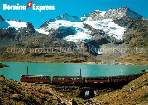 AK / Ansichtskarte Rhaetische Bahn Bernina Express Lago Bianco Bernina Pass Piz Cambrena   Kat. Eisenbahn