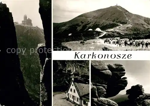 AK / Ansichtskarte Karkonosze Schronisko PTTK Nad Snieznymi Kotlami Landschaftspanorama Riesengebirge Felsen Wandern Karkonosze Kat. Polen