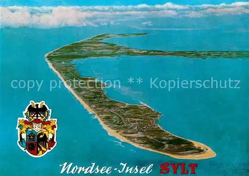 AK / Ansichtskarte Insel Sylt Nordseeinsel Fliegeraufnahme Wappen Insel Sylt Kat. Westerland