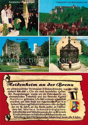 AK / Ansichtskarte Heidenheim Brenz Michaelskirche Brunnenhof Burgruine Kindlesbrunnen Chronik Stadt der Opernfestspiele Schwaebische Albstrasse Heidenheim Brenz Kat. Heidenheim an der Brenz