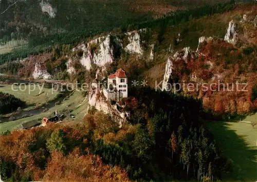 AK / Ansichtskarte Beuron Donautal Gasthaus Pension zum Jaegerhaus Campingplatz Herbststimmung Fliegeraufnahme Beuron Donautal Kat. Beuron