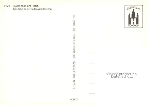 AK / Ansichtskarte Ruedesheim Rhein Panorama Rheintal Seilbahn zum Niederwalddenkmal Sessellift Ruedesheim Rhein Kat. Ruedesheim am Rhein