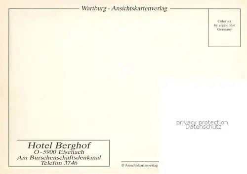 AK / Ansichtskarte Eisenach Thueringen Hotel Berghof am Burschenschaftsdenkmal Eisenach Thueringen Kat. Eisenach