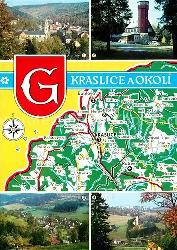 AK / Ansichtskarte Kraslice Bublava Oloveny vrch Stribrna Rotava Landkarte Kraslice Kat. Graslitz