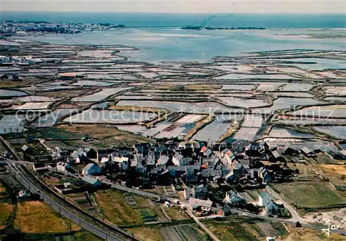 Presqu Ile de Guerande Le village typique de Kervalet dans les marais salants Vue aerienne 