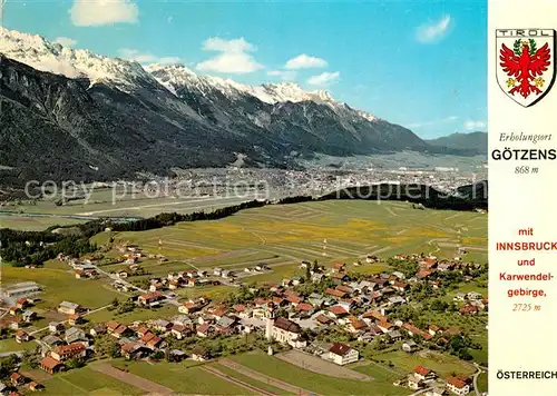 Goetzens Tirol Fliegeraufnahme mit Innsbruck und Karwendelgebirge Goetzens Tirol Kat. Goetzens