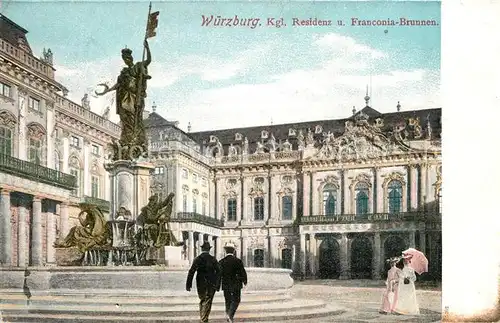 Wuerzburg Kgl Residenz und Franconia Brunnen Wuerzburg Kat. Wuerzburg