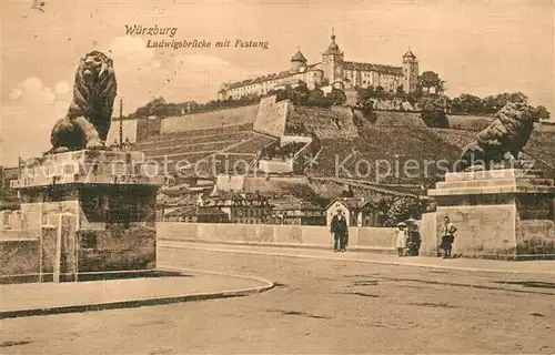Wuerzburg Ludwigsbruecke mit Festung Wuerzburg Kat. Wuerzburg