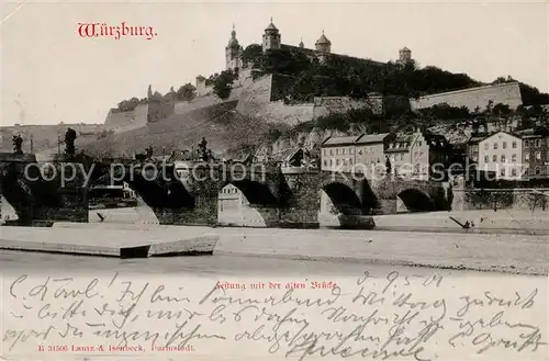 Wuerzburg Festung mit der alten Bruecke Wuerzburg Kat. Wuerzburg