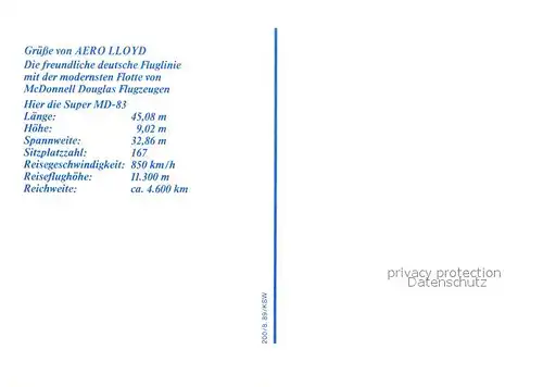 Flugzeuge Zivil Aero Lloyd McDonnell Douglas Typ MD 83 Flugzeuge Zivil Kat. Airplanes Avions