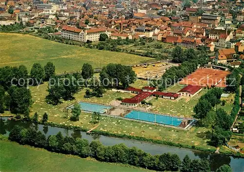 Fulda Staedtisches Sportbad Freibad Tennisplaetze Fliegeraufnahme Fulda Kat. Fulda