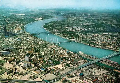 Koeln Rhein Stadtblick mit Rheinlauf und Dom Fliegeraufnahme Koeln Rhein Kat. Koeln