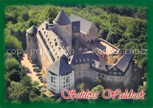 AK / Ansichtskarte Waldeck Edersee Schloss Fliegeraufnahme Kellerwald Edersee  Waldeck Edersee