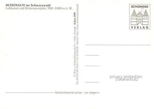 Schonach Schwarzwald Ortsansichten Schonach Schwarzwald Kat. Schonach im Schwarzwald