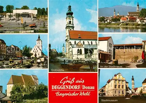 Deggendorf Donau Stadthalle Rathaus Gemuesemarkt Grabkirche Stadtmuseum  Deggendorf Donau Kat. Deggendorf