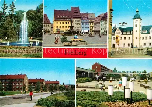 AK / Ansichtskarte Freiberg Sachsen Scheringerpark Rathaus Obermarkt  Freiberg Sachsen Kat. Freiberg