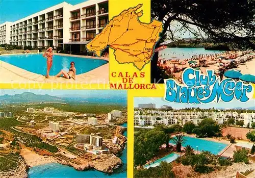 AK / Ansichtskarte Calas de Mallorca Club Blaues Meer Swimming Pool Strand Fliegeraufnahme Calas de Mallorca Kat. Mallorca
