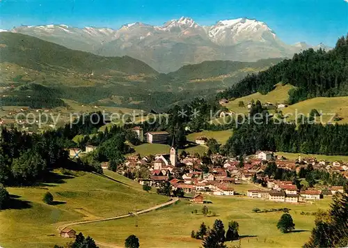 AK / Ansichtskarte Oberstaufen Panorama mit Blick zum Saentis Appenzeller Alpen Oberstaufen Kat. Oberstaufen