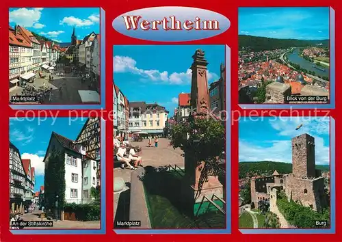 AK / Ansichtskarte Wertheim Main Marktplatz Burg Stiftskirche  Wertheim Main Kat. Wertheim