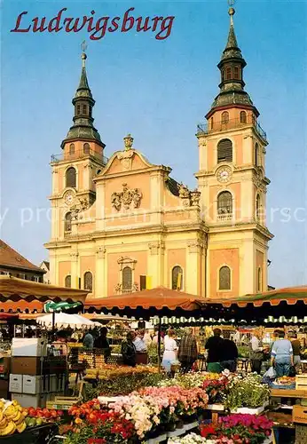 AK / Ansichtskarte Ludwigsburg Wuerttemberg Markt Evangelische Stadtkirche Ludwigsburg Wuerttemberg