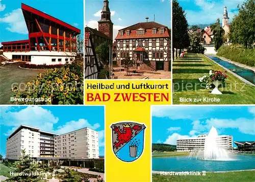 AK / Ansichtskarte Bad Zwesten Bewegungsbad Hardtwaldklinik Kirche  Bad Zwesten Kat. Bad Zwesten