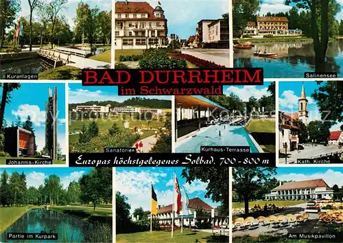 AK / Ansichtskarte Bad Duerrheim Kuranlagen Salinensee Sanatorien Johannis Kirche  Bad Duerrheim Kat. Bad Duerrheim