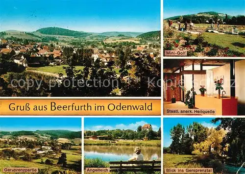 AK / Ansichtskarte Beerfurth Landschaftspanorama Erholungsort Minigolf Heilquelle Gersprenztal Angelteich Beerfurth Kat. Reichelsheim (Odenwald)