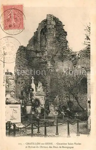 AK / Ansichtskarte Chatillon sur Seine Cimetiere Saint Vorles et Ruines du Chateau des Ducs de Bourgogne Chatillon sur Seine Kat. Chatillon sur Seine