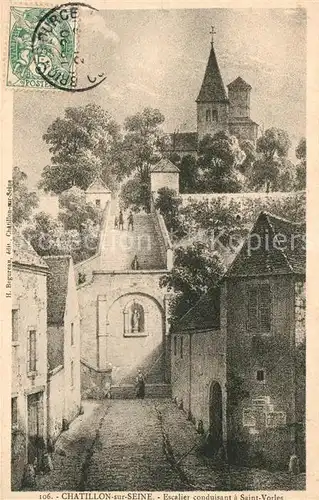 AK / Ansichtskarte Chatillon sur Seine Escalier conduisant a Saint Vorles Chatillon sur Seine Kat. Chatillon sur Seine