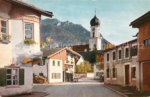 AK / Ansichtskarte Oberammergau Strassenpartie Wallfahrtskirche Laabergebirge Oberammergau Kat. Oberammergau