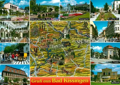 AK / Ansichtskarte Bad Kissingen Spielbank Theater Ludwigstrasse Martin Luther Strasse Postkutsche Bad Kissingen Kat. Bad Kissingen