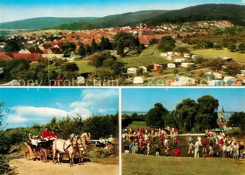 AK / Ansichtskarte Moenchberg Spessart Campingplatz Pferdekutsche Rollschuhbahn  Moenchberg Spessart Kat. Moenchberg