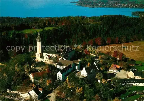 AK / Ansichtskarte Andechs Kloster mit Blick auf Ammersee Fliegeraufnahme Andechs Kat. Andechs
