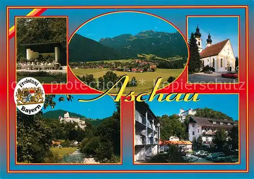 AK / Ansichtskarte Aschau Chiemgau Kampenwand Kirche Schloss Panorama Konzert Aschau Chiemgau Kat. Aschau i.Chiemgau