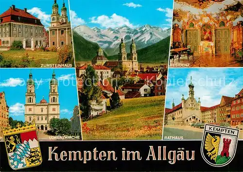 AK / Ansichtskarte Kempten Allgaeu Zum Steinhaus Rathaus Residenz Lorenzkirche Wappen Kempten Allgaeu Kat. Kempten (Allgaeu)
